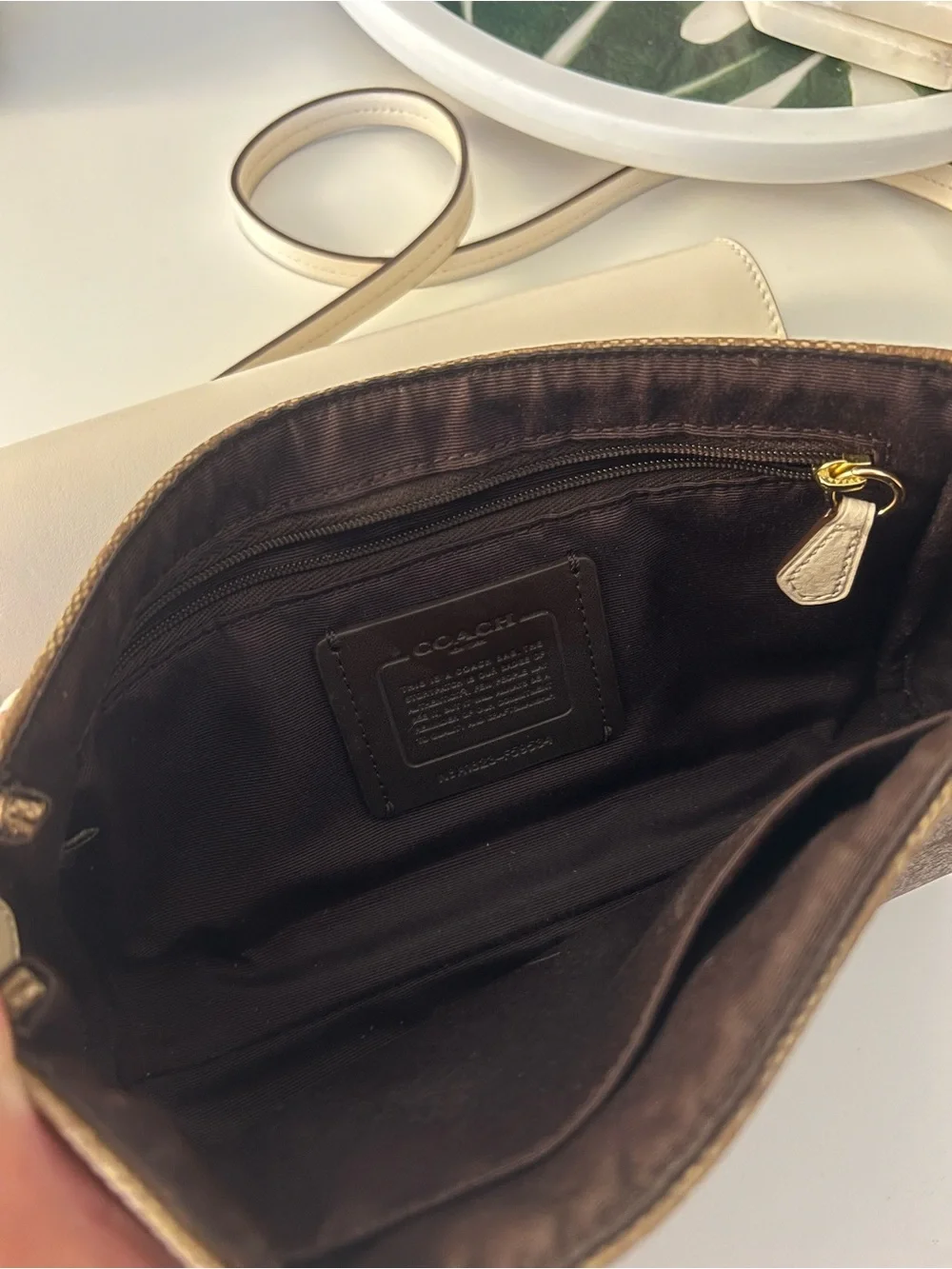 Coach White & Brown Signature Crossbody Bag - Picture 8 of 9